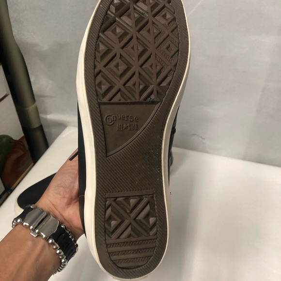 CONVERSE Black Street Textured Leather Low Top Sneaker like new Sz 13 pebbled - Picture 3 of 9